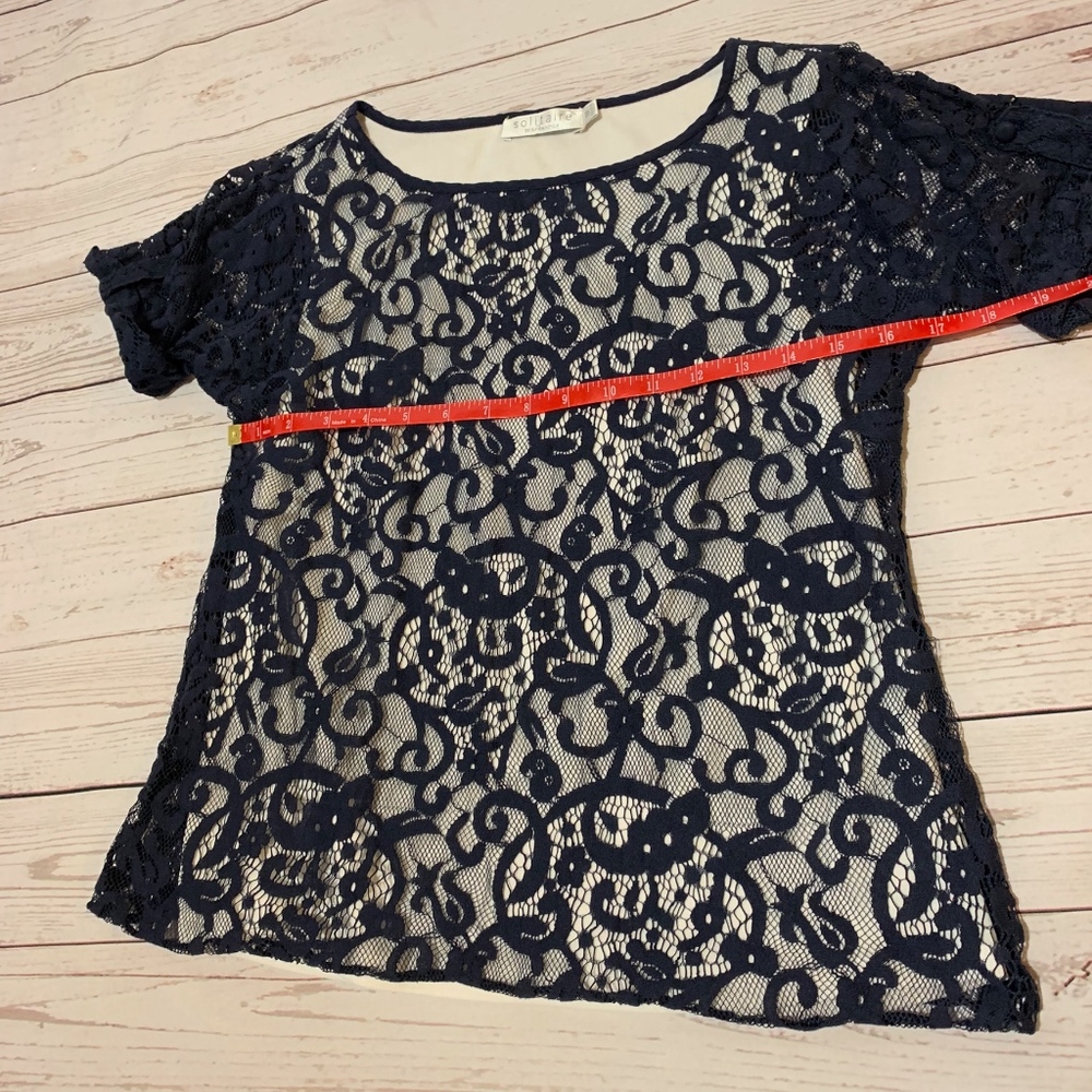 Womens blus lace blouse with white underlay size M - Picture 4 of 8